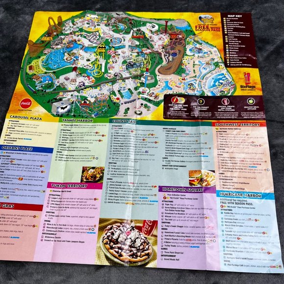 Six Flags Great America 2014 Park Map Guide Goliath Opening Year Hurricane Harbo - Picture 7 of 8